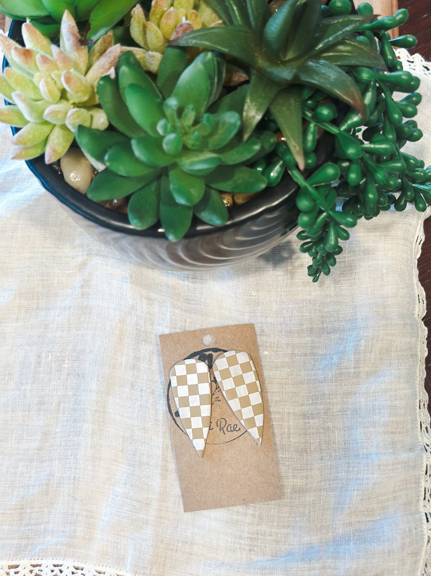 Tan & White Checkered