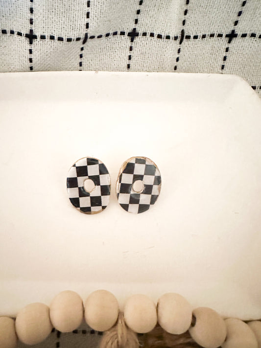 Circle Checkered Earrings