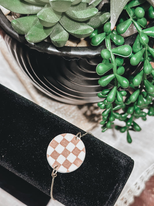 Brown Checkered Bracelet