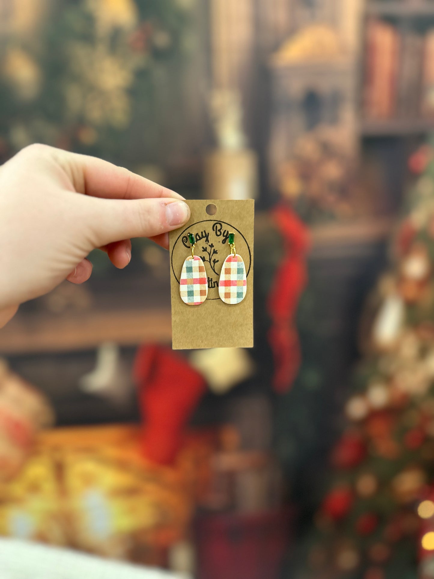 Holiday Checkered Earrings