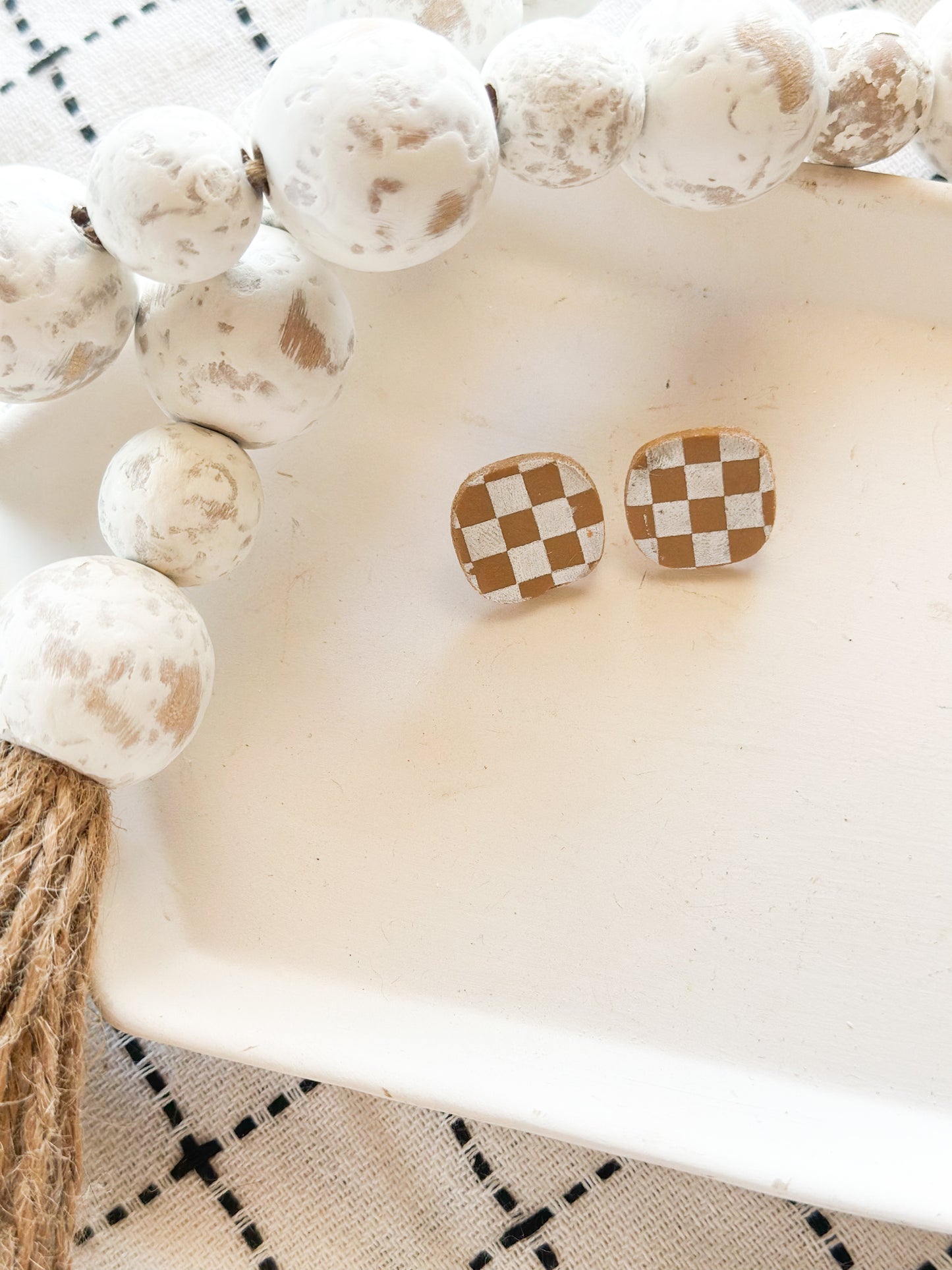 Tan Checkered Studs