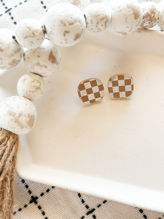 Tan Checkered Studs