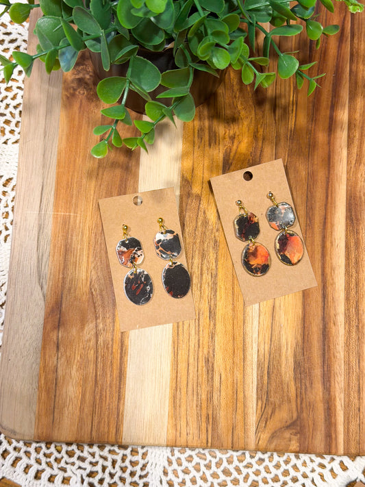 Espresso chip/Tortoiseshell Mosaic Dangles